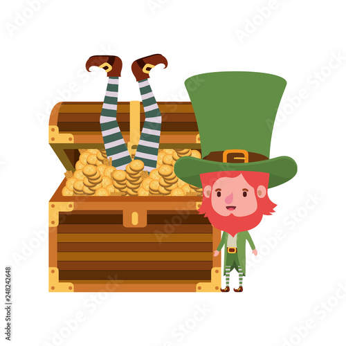 leprechauns with chest and coins character