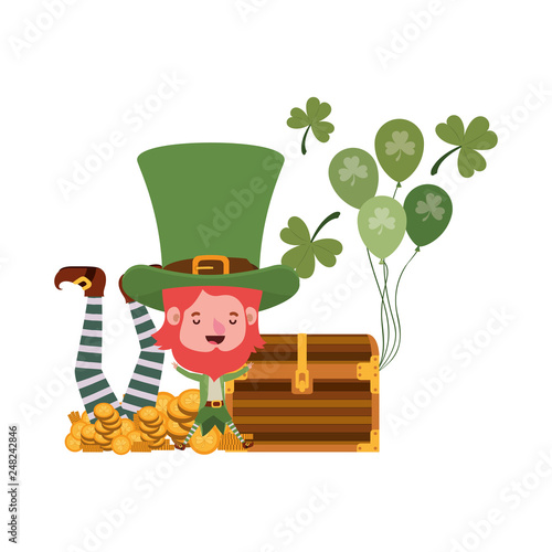 leprechauns with chest and coins character