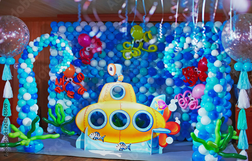 Wallpaper Mural Kids birhtday party decorated with ballons sea concept and yellow submarine Torontodigital.ca