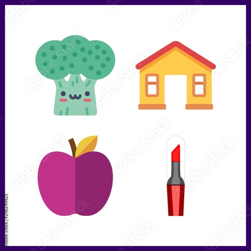 4 vibrant icon. Vector illustration vibrant set. lipstick and inflatable jumper icons for vibrant works