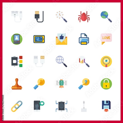 25 network icon. Vector illustration network set. paper work and usb icons for network works