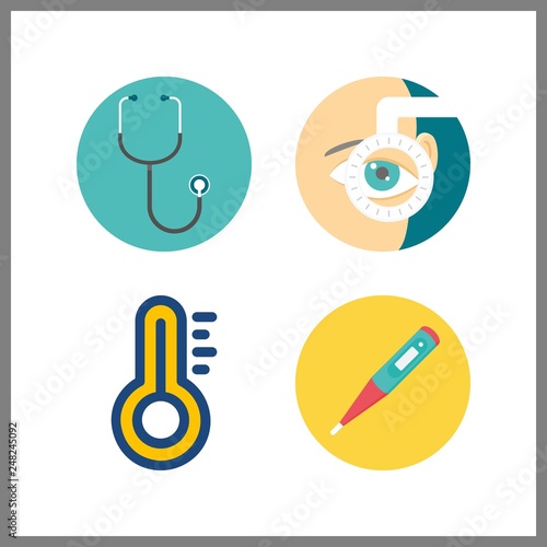 4 measurement icon. Vector illustration measurement set. thermometer and stethoscope icons for measurement works