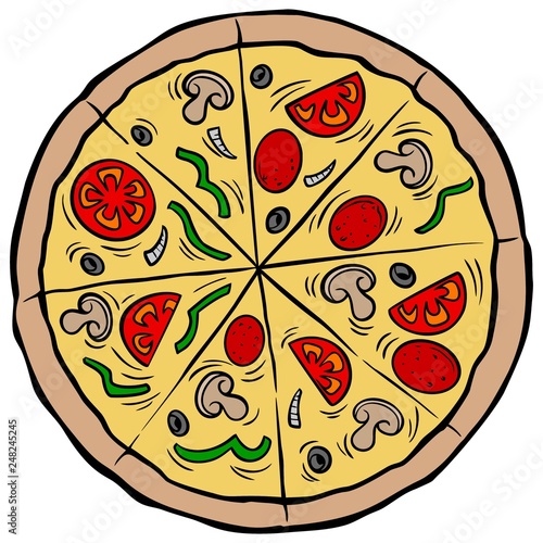 Pizza Pie - A vector cartoon illustration of a restaurant Pizza Pie.