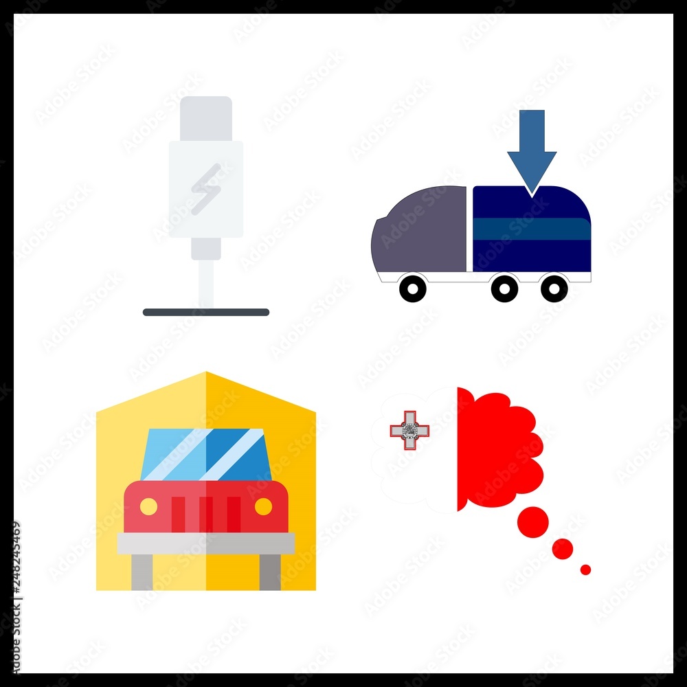 4 port icon. Vector illustration port set. usb cable and transportation icons for port works