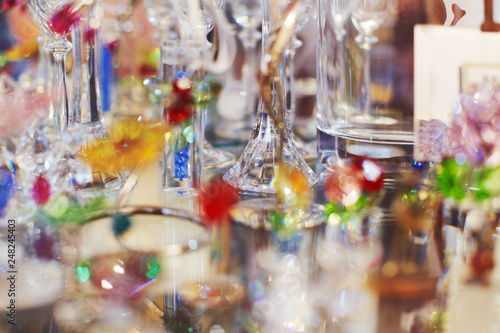 Mixed glasses details blurred glass colorful concept background
