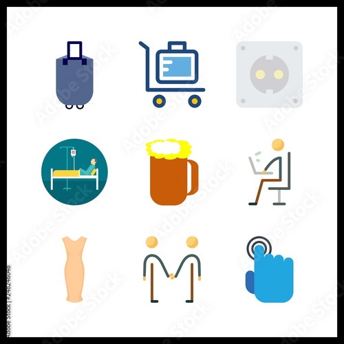 9 happy icon. Vector illustration happy set. skype and friendly icons for happy works