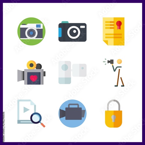9 camera icon. Vector illustration camera set. security system and photo camera icons for camera works