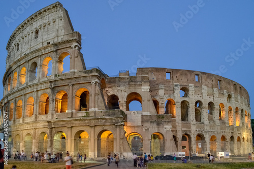 The Colosseum or Coliseum, also known as the Flavian Amphitheatre, is an oval amphitheatre in the centre of the city of Rome, Italy. It is the largest amphitheatre ever built.