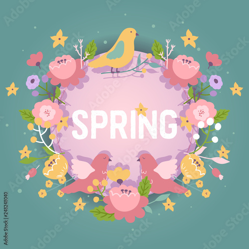 Bouquet vector beautiful floral backdrop with blossom spring flowers illustration flowering wallpaper flowery springtime shopping sale background