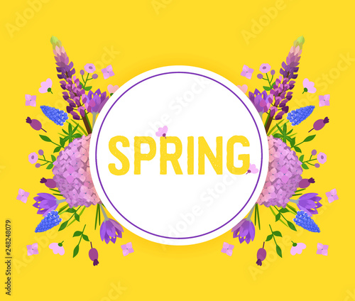 Flowers and floral vector watercolor flowered greeting card spring flowering ...
