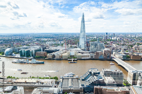 aerial view of South London with London Bridge  Shard skyscraper and River Thames photo