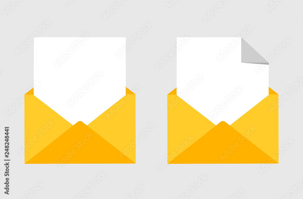 New cartoon set icons of New Message, Mail, E Mail, Envelope icons on Yellow color. Can use for printing, website, presentation element. For app demo on phone. White background. New cartoon set icons of New Message, Mail, E Mail, Envelope icons on Yellow color. Can use for printing, website, presentation element. For app demo on phone. White background.