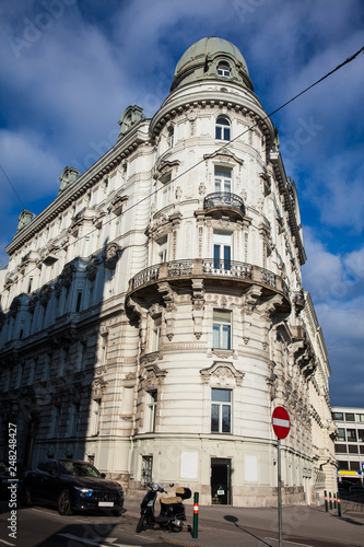Beautiful architecture of the antique buildings at Vienna city center