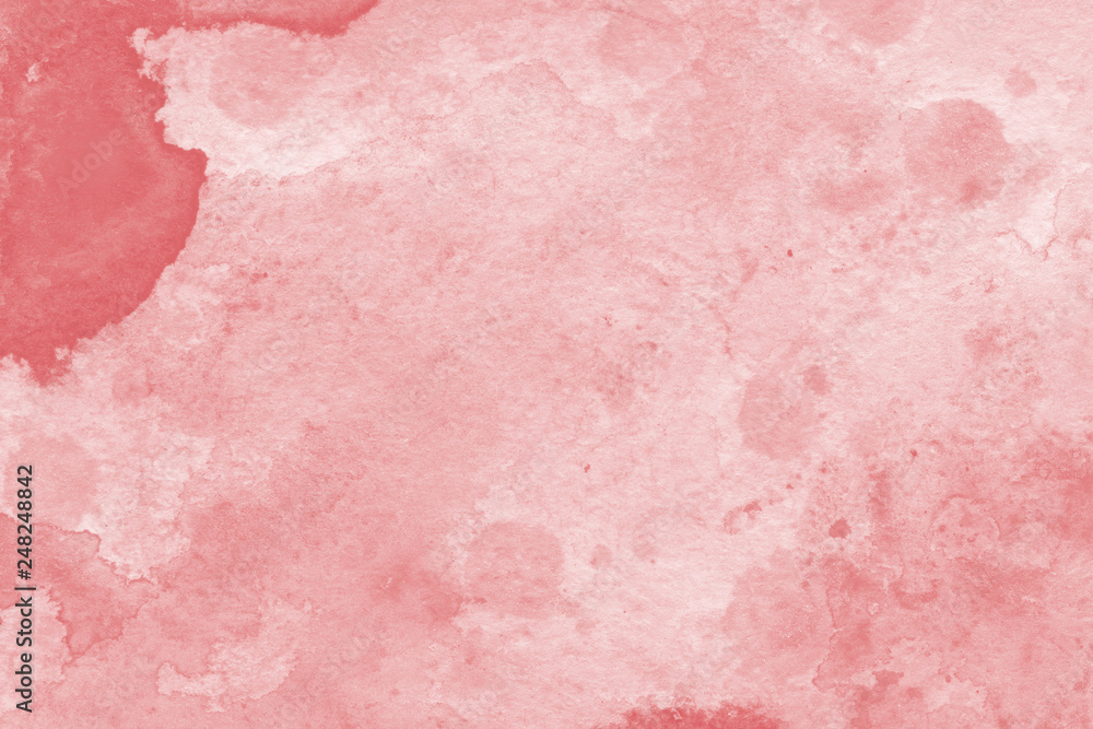 Fototapeta premium Watercolor red texture with abstract washes and brush strokes on the white paper background. Digital paper background.