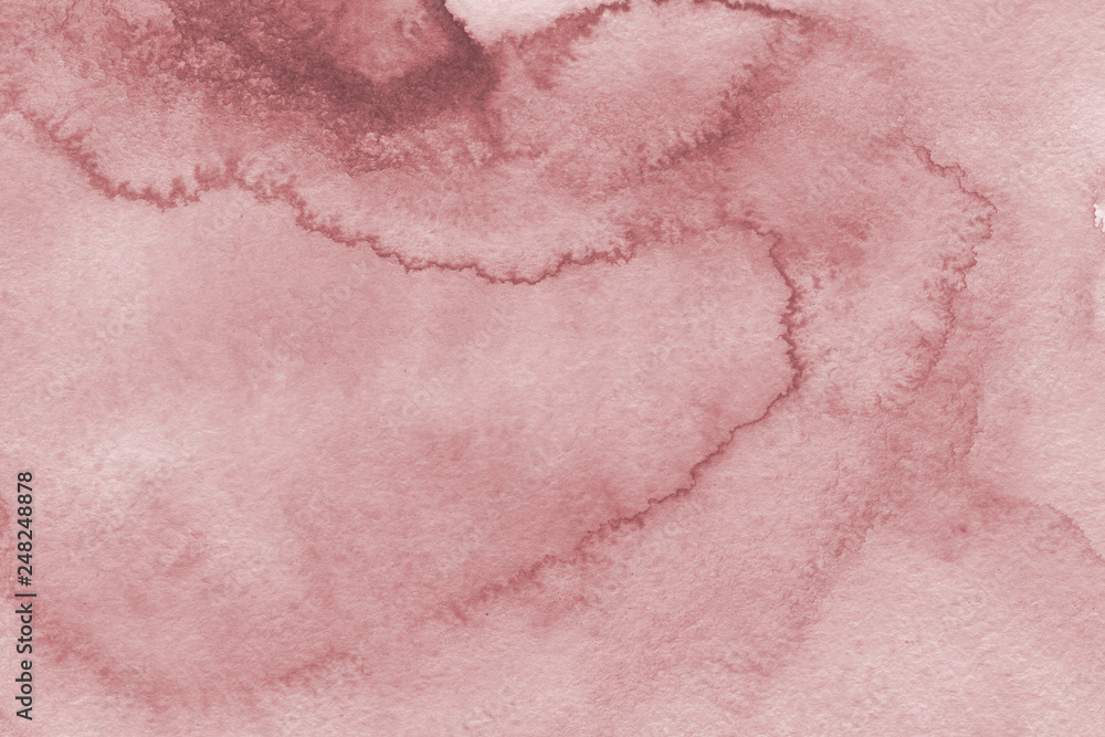 Fototapeta premium Watercolor red texture with abstract washes and brush strokes on the white paper background. Digital paper background.