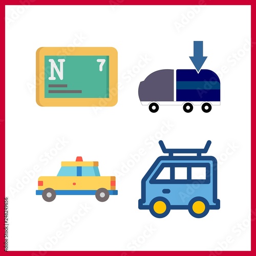4 commercial icon. Vector illustration commercial set. van and taxi icons for commercial works