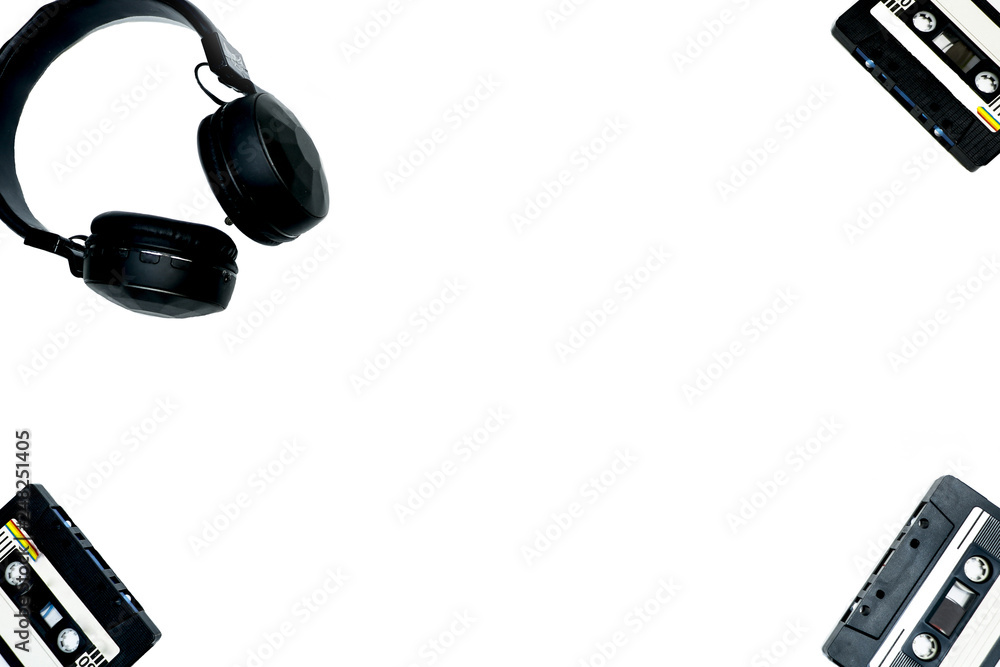 Wireless headphones realistic set with music and technology symbols isolated illustration - Ilustração Wireless headphones realistic set with music and technology symbols isolated illustration - Ilustração
