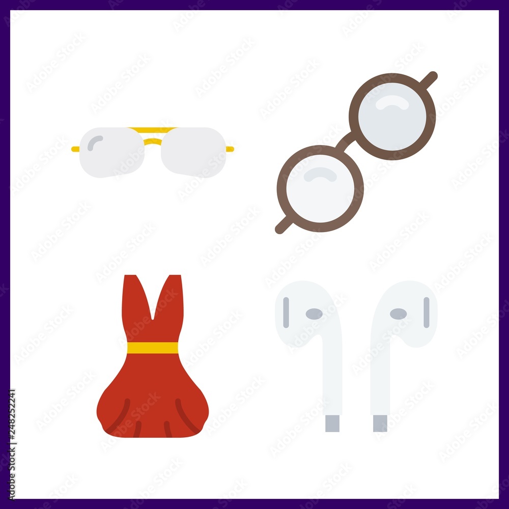 4 stylish icon. Vector illustration stylish set. dress and sunglasses icons for stylish works