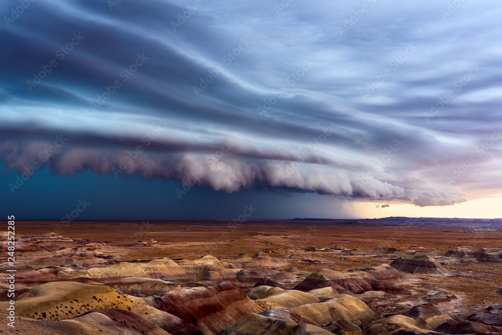 Thunderstorm with dramatic shelf cloud