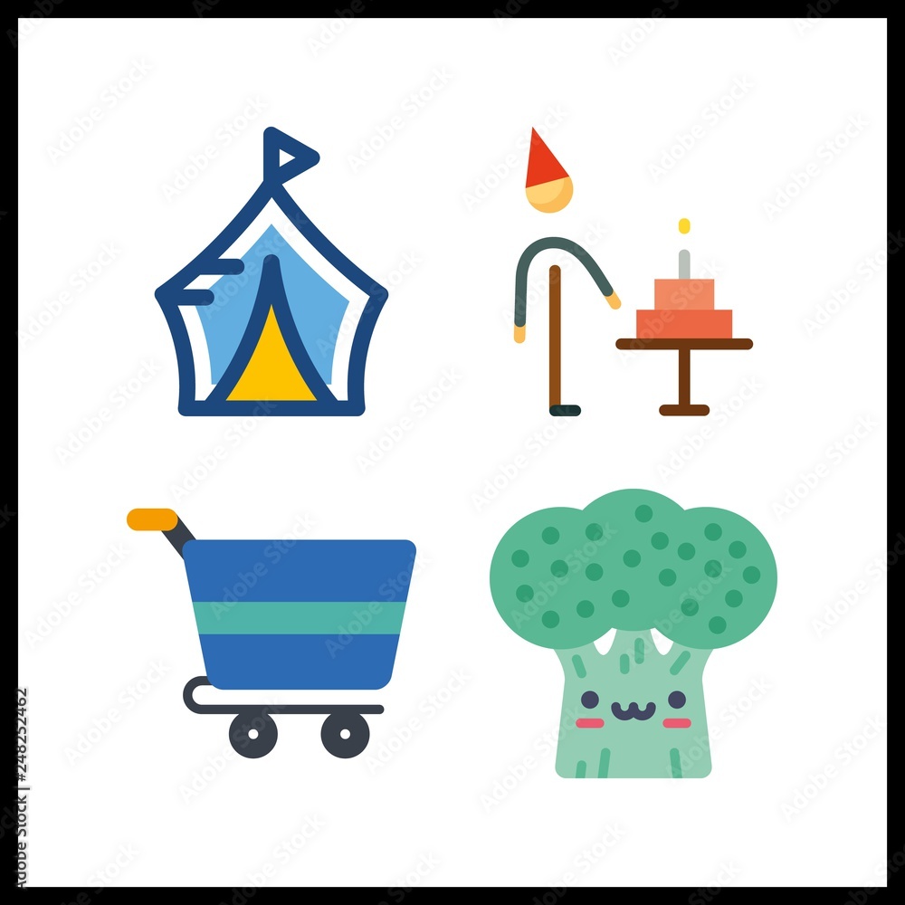 Fototapeta premium 4 food icon. Vector illustration food set. shopping cart and birthday icons for food works