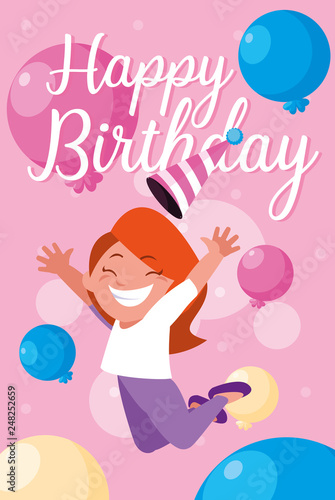 birthday card with little girl celebrating