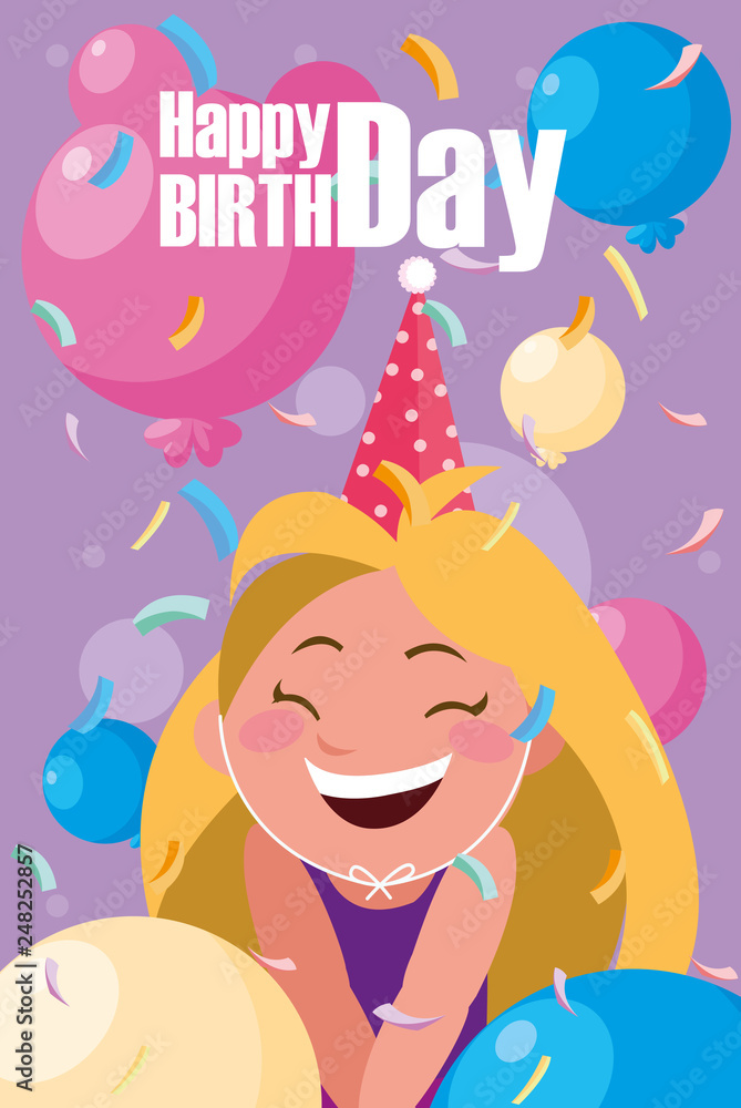 birthday card with little girl celebrating birthday card with little girl celebrating