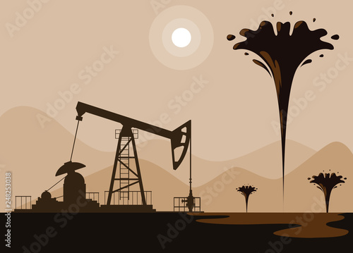 oil industry scene with derrick
