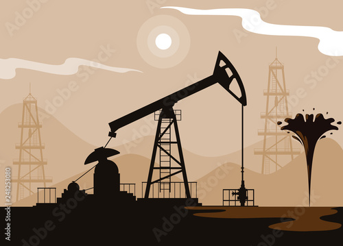oil industry scene with derrick