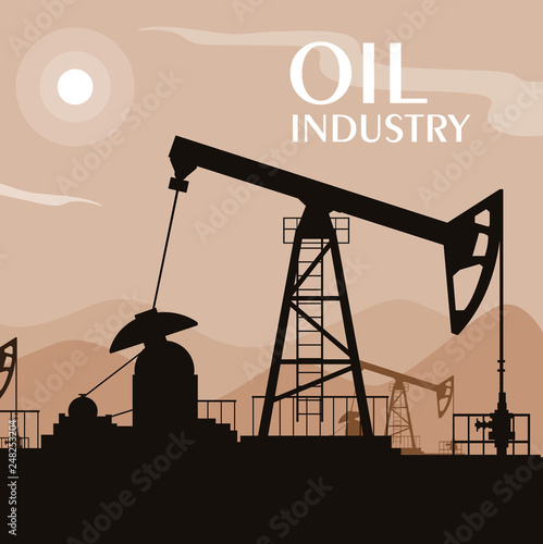 oil industry scene with derrick