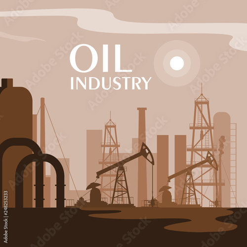 oil industry scene with derrick