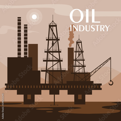 oil industry scene with marine platform