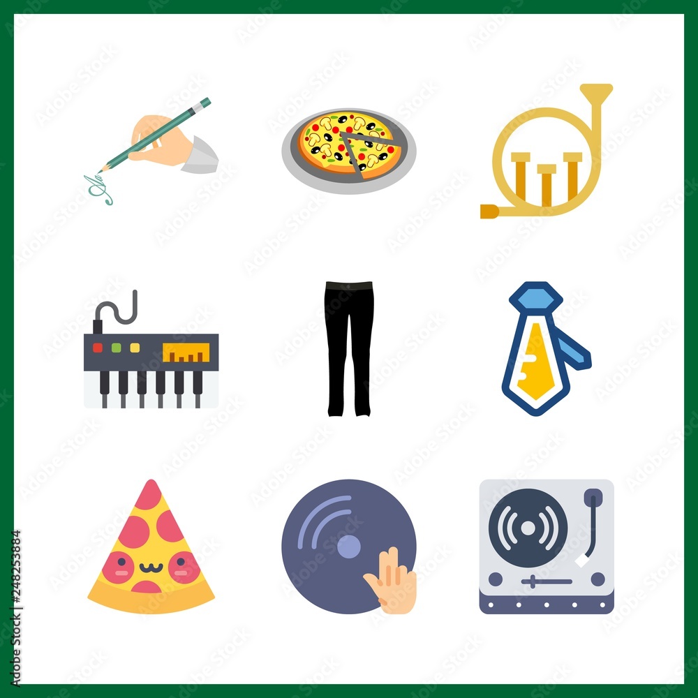 9 classic icon. Vector illustration classic set. trousers and piano icons for classic works 9 classic icon. Vector illustration classic set. trousers and piano icons for classic works