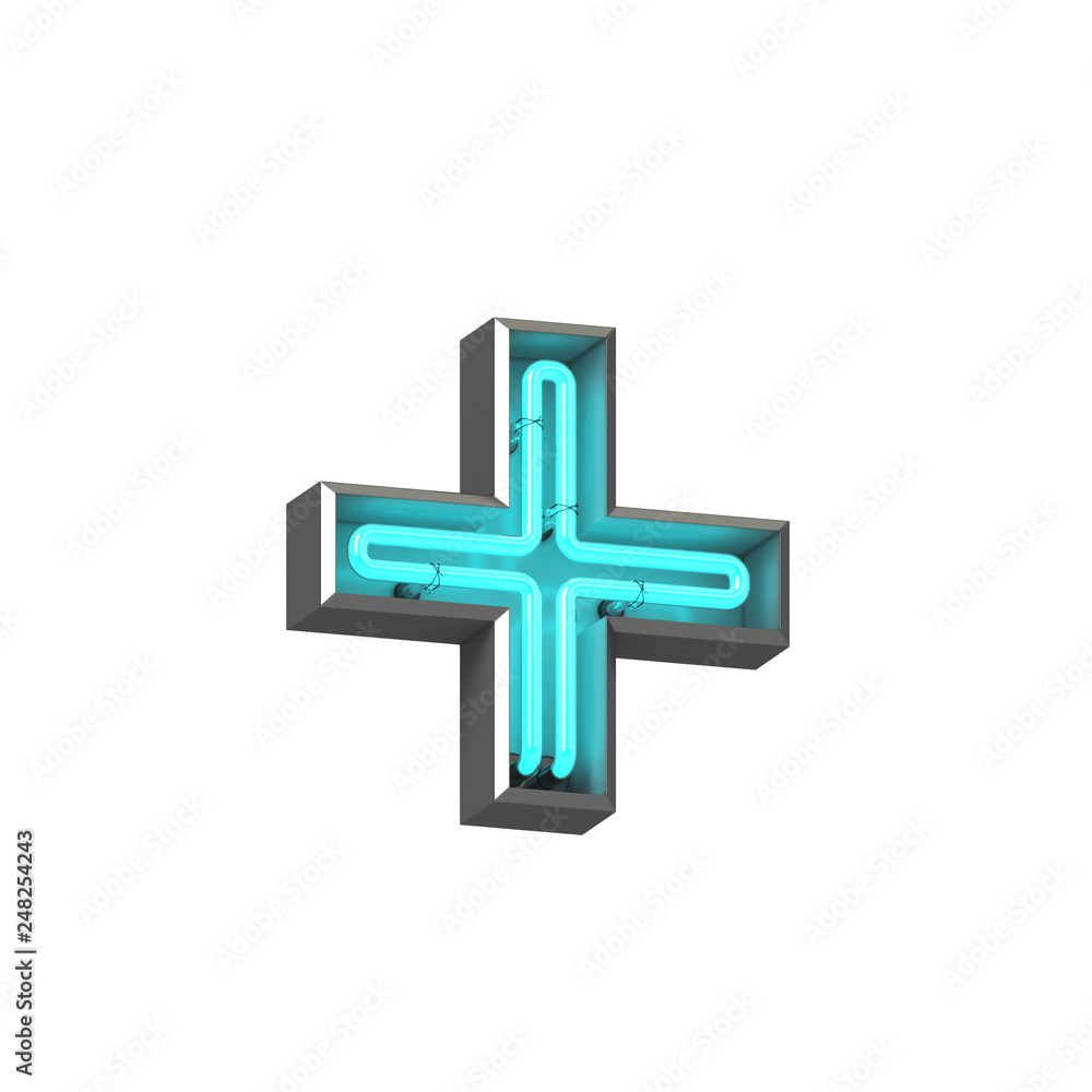 3d neon plus symbol