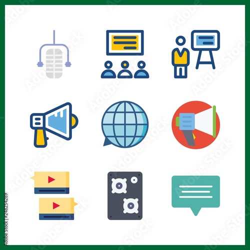 9 speech icon. Vector illustration speech set. translation and lecture icons for speech works