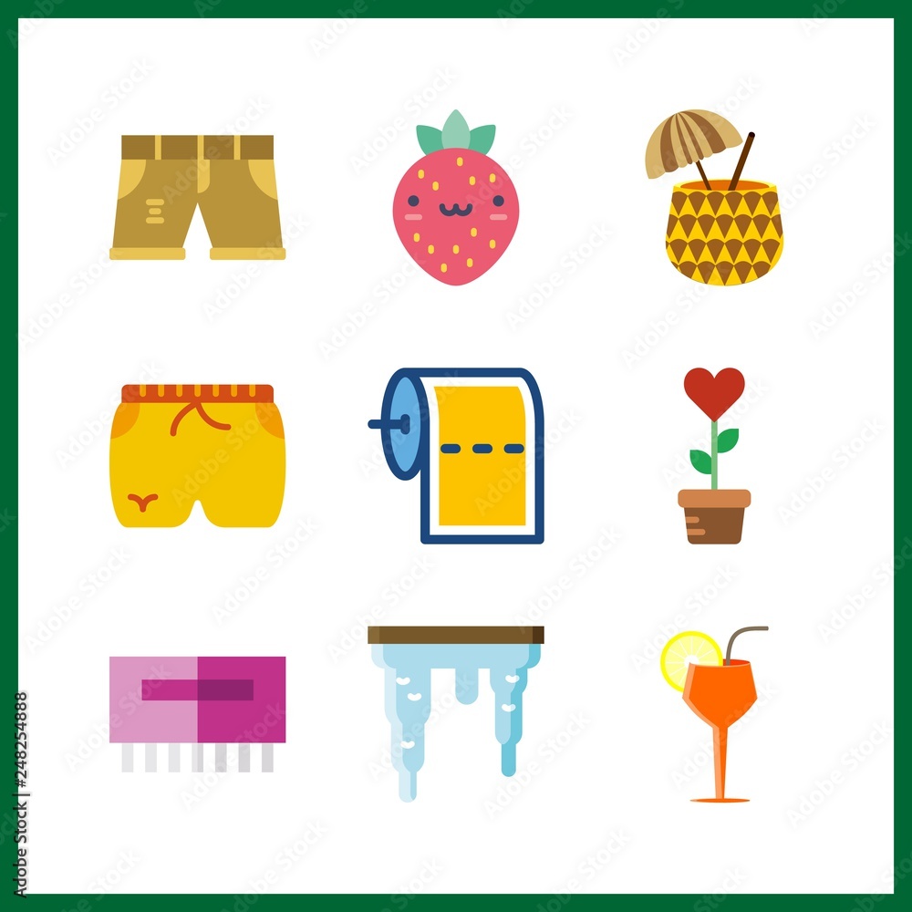 Fototapeta premium 9 fresh icon. Vector illustration fresh set. cocktail and comb icons for fresh works