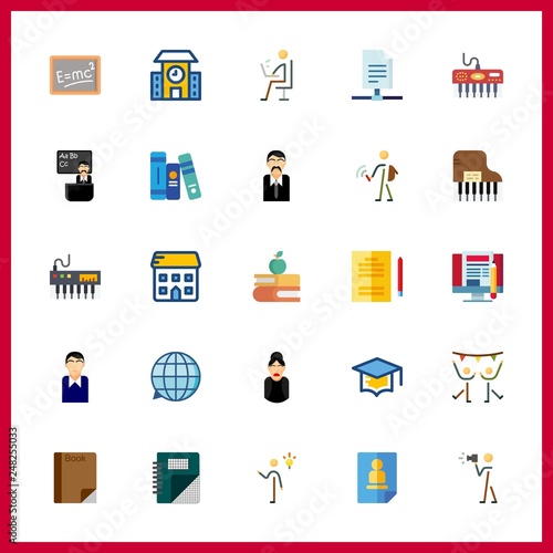 25 learning icon. Vector illustration learning set. skype and mortarboard icons for learning works