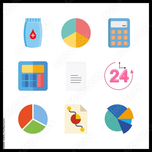 9 budget icon. Vector illustration budget set. calculator and repayment icons for budget works
