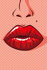 Fotobehang Pop art Sensuele lippen in popart stijl  © djvstock