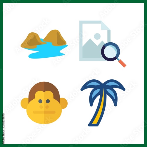 4 tree icon. Vector illustration tree set. palm tree and river icons for tree works