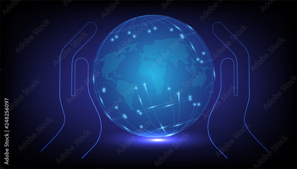 hand hold the world .Save world save life, Earth day concept hand hold the world .Save world save life, Earth day concept