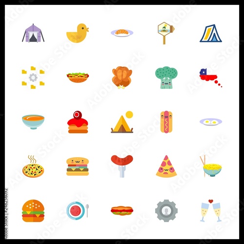 25 dinner icon. Vector illustration dinner set. hamburger and fried chicken icons for dinner works