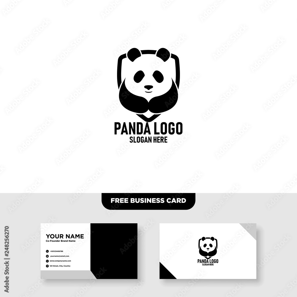 Naklejka premium Panda Logo Vector Template, Free Business Card Mockup