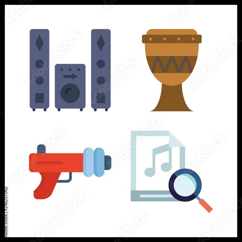 4 bass icon. Vector illustration bass set. sound system and blaster icons for bass works