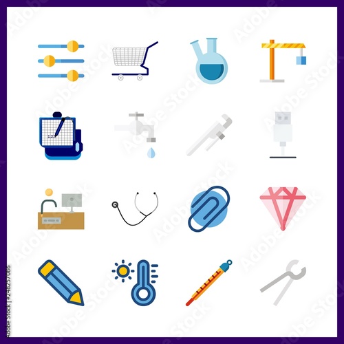 16 tool icon. Vector illustration tool set. retort and tools and utensils icons for tool works
