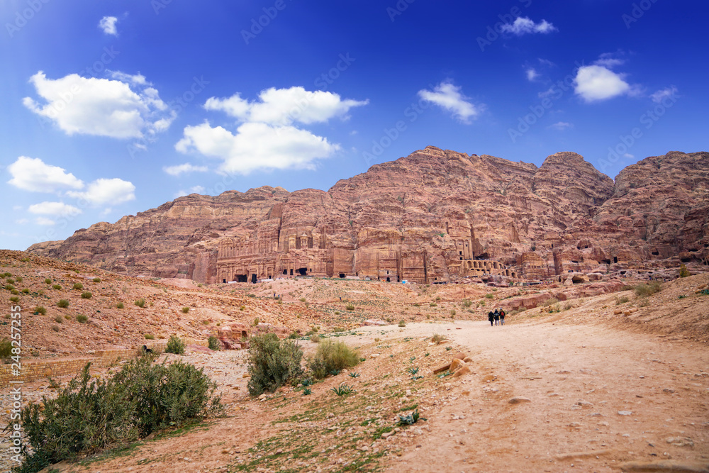 Ancient abandoned rock city of Petra in Jordan.