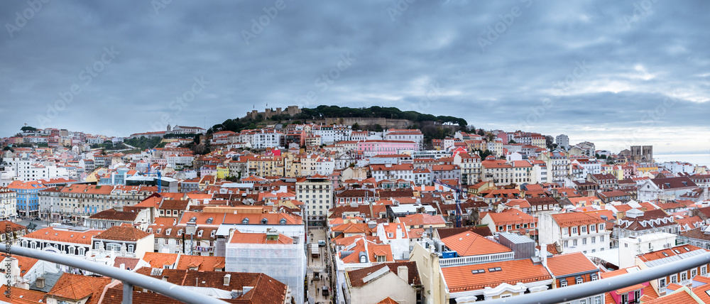 Panoramic aerial view of Lisbon, old town. Portugal.