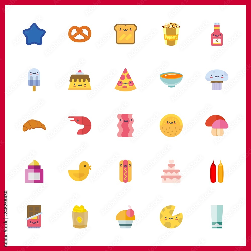 25 delicious icon. Vector illustration delicious set. toast and melon icons for delicious works 25 delicious icon. Vector illustration delicious set. toast and melon icons for delicious works
