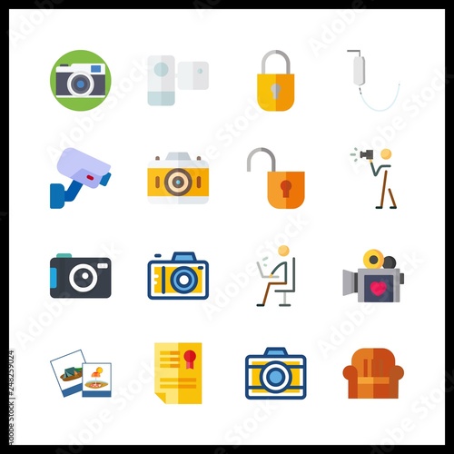 16 camera icon. Vector illustration camera set. skype and photography icons for camera works