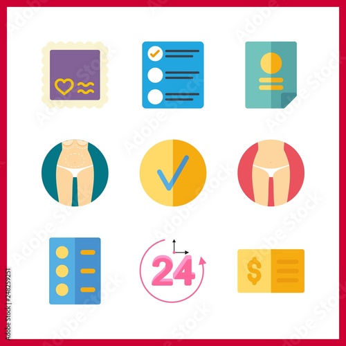 9 form icon. Vector illustration form set. checked and repayment icons for form works