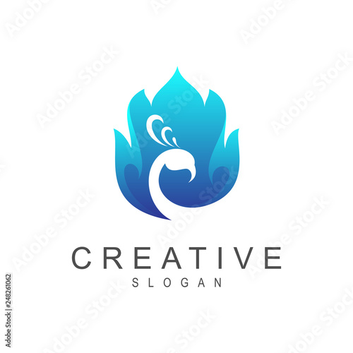 peacock logo in blue color